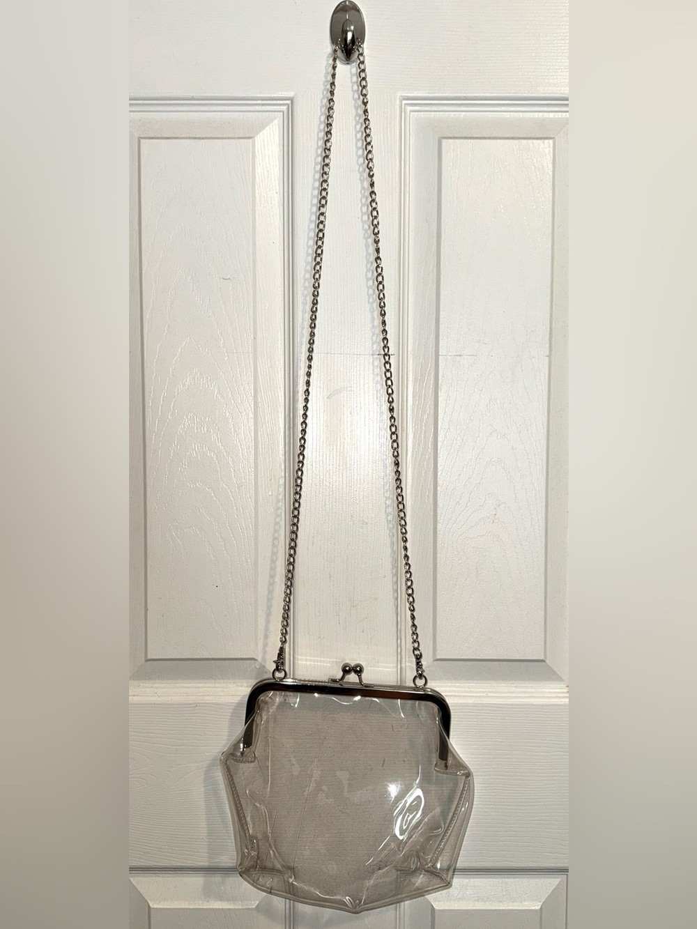 Clear PVC Crossbody Bag with Silver Chain Strap